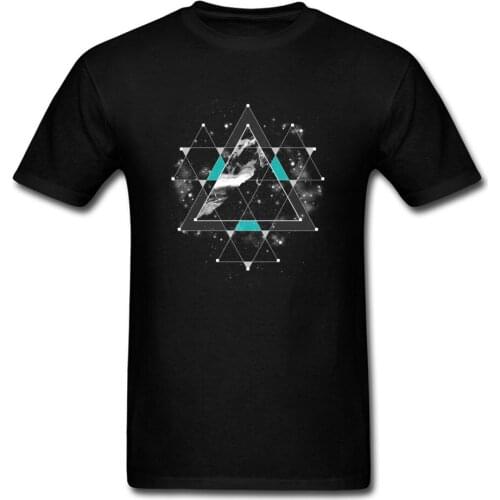 Time Space Men T Shirt Europe T-Shirt Geometric Tshirt Print Awesome Team Tops Tees Hip Hop Clothing Cotton Fabric Black