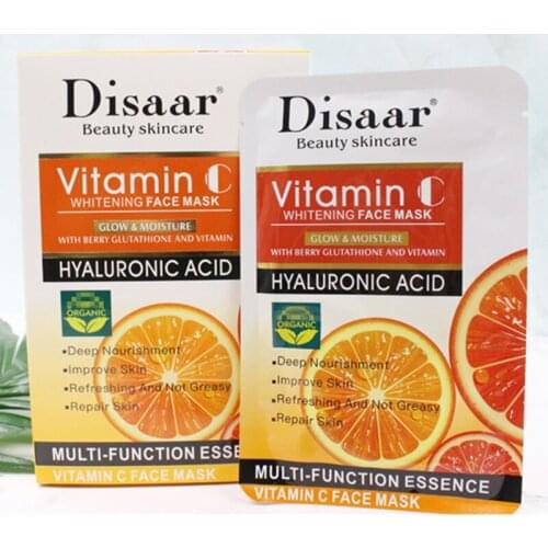 5PCS Vitamin C Whitening Face Mask Soothing Brighten Increases Elasticity Reducing Pores Balance Skin Oil Anti Aging Face Care