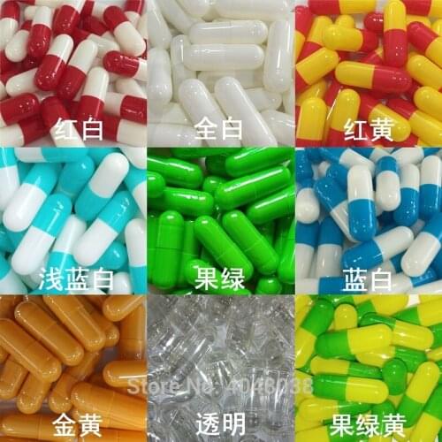 Empty Pill Capsules Gelatin Capsule Empty Capsule Shells Hollow Medicinal Powder Capsules Mask Refillable Bottle 0# 1000pcs/Lot