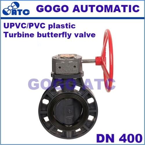 UPVC Turbine butterfly valve DN 400 mm Handle / Turbo PVC PVC butterfly valve D371X-10S Chemical acid and alkali resistant