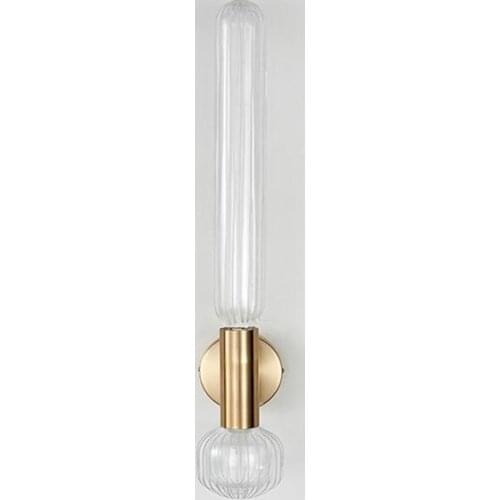 Modern Glass Living room Wall lamp Bedroom Restaurant Wall light Surface Mount 2 LED Bulb Gold Metal Sconce Loft Decoration