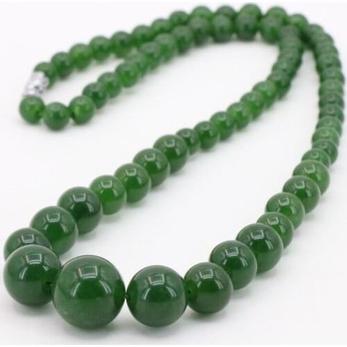 Taiwan chalcedony 6-14mm necklace jewelry round bead stone tower chain 18" fashion style