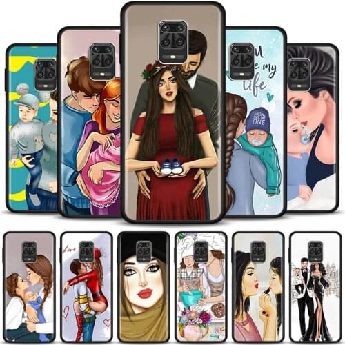 Phone Case for Xiaomi Redmi Note 10 Pro Max India 5G K40 Plus 9 9s 8T 8 Pro 7 8A 9A 9C 9T 9i 9 Black Cover Mom Dad baby family