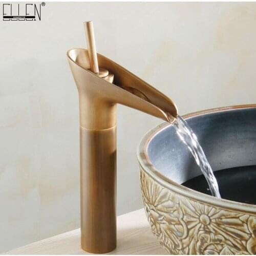 Vidric Bathroom tall faucet chrome antique brass oil rubbed bronze faucets single lever single hole waterfall sink tap EL902