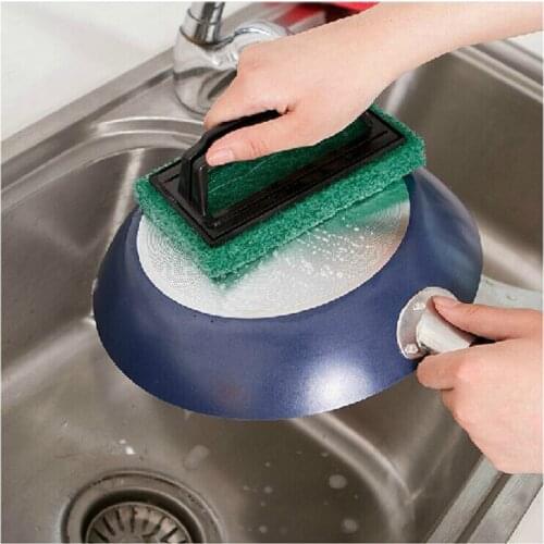 Magic sponge with handle to wipe kitchen bathtub tiles decontamination cleaning tools, pots and dishes accessories, scouring pad
