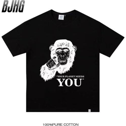 S-7XL Cotton Monkey T-shirt For Men And Women All-match Round Neck Short-sleeved Large Size T-shirt Mens Top Bottoming Shirt