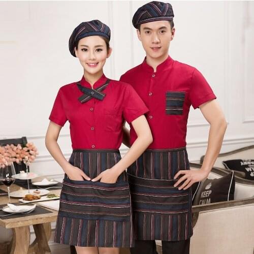 Female Short Sleeved Uniforms Hotel Uniform summer cafe restaurant waiter