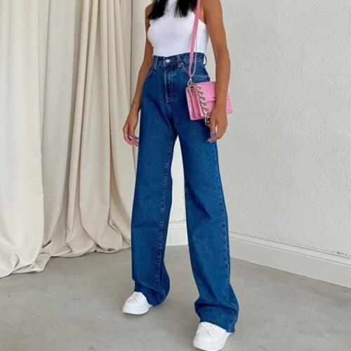 Woman Jeans High Waist Clothes Wide Leg Denim Blue Streetwear Vintage Quality 2021 Fashion Harajuku Straight Pants