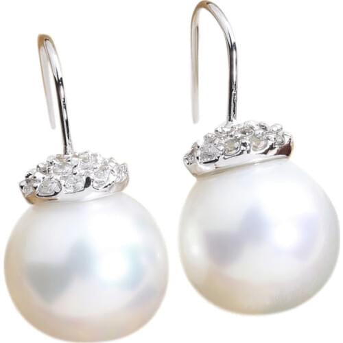 Gift Box 100% Genuine Natural 9-10mm White Pearl Silver Cool For Women Earrings ED0027