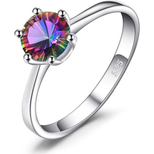 Rainbow Mysterious Gem Ring Silver Plated Womens Engagement Ring Fashion Womens Jewelry Anniversary Gift Cocktail Ring