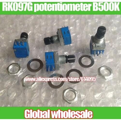 10pcs RK097G seal double potentiometer B500K handle length 12MM