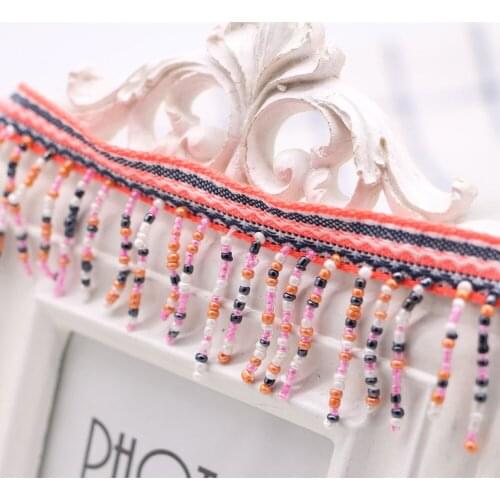 10Yards Width 4.5cm Ethnic Tassel Embroidery Beaded Lace Trim Boho Handmade Sewing On Clothes Accessories Cotton Fabric Ribbon