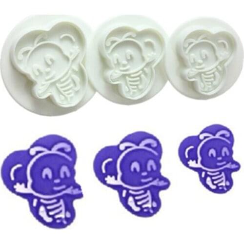 3PCS Bee Cookie Biscuit Cutter Mold Stamp Gift Punger Fondant Gift Bread Decorating Mold Cookie Plunger Cutter Tool