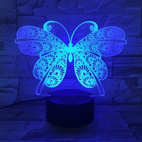 3D Lamp Animal LED Night Light USB Illsuion 7/16 color Touch Remote Switch Butterfly Table Lamp Kid Toy Gifts for Birthday