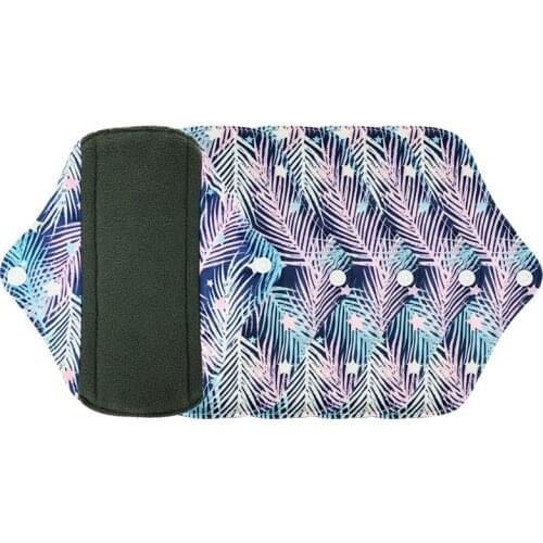 5 Pieces Bamboo Charcoal Fleece Inner Lady Cloth Menstrual Pads,Light Flow Day Pads ,Reusable Waterproof Mummy Pads For Women