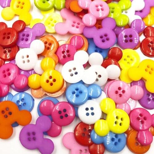 50pcs Mickys Head Plastic Button/craft 2 holes lot Mix PT341