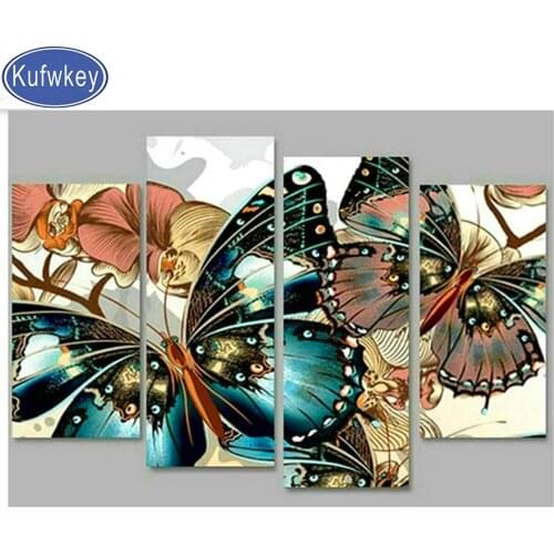4 pcs/set 5d Diy Diamond Painting"butterflies"Crystal Patterns bead Embroidery Diamond 5d Full Square/Round Drill Cross Stitch