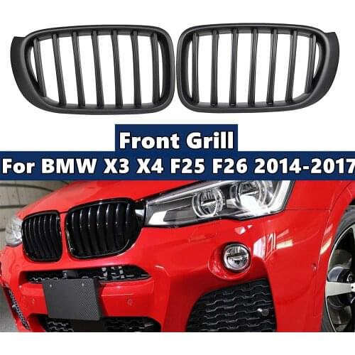 A Pair Car Front Bumper Grille Kindey Grill Mesh Net Trim Strip Cover Single Slat For BMW X3 X4 F25 F26 2014 2015 2016 2017