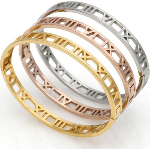 Hollow Roman Numeral Stainless Steel Bracelet Men Women Hand Wrist Jewelry Accessories Lovers Bracelet