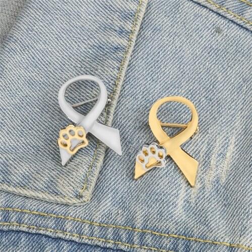 Fashion Gold Silver Color Ties Brooches Cat Dog Paw Enamel Pins Glossy Metal Jewelry Cute Simple Badge Lapel Denim Bag Pin Gift