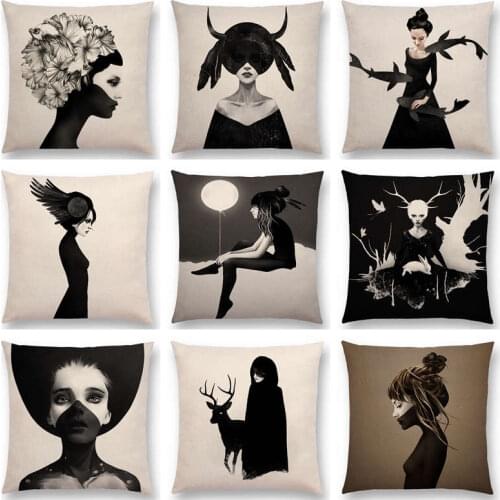Black White Style Wonder Girl Elegant Lady Miracle Beauty Portrait Noble Mind Gorgeous Ideas Cushion Cover Sofa Pillow Case