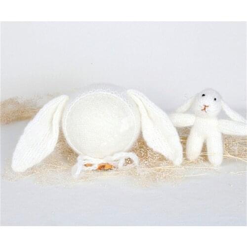 Baby Bunny ears hat Newborn rabbit bonnet with toy set Baby Bunny bonnet matching toy Newborn photography props