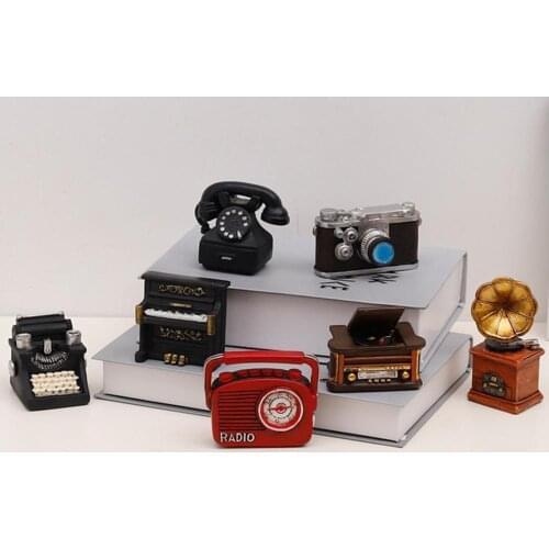 55% Dropshipping!Mini retro ornaments resin mobile phone camera typewriter home decoration, can be used as gifts