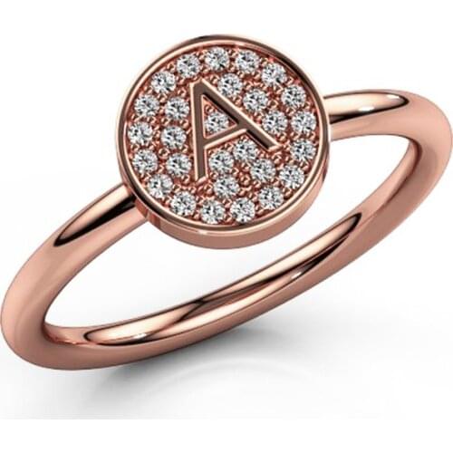 Hainon Fashion Letter A Rings For Women Simple Rose Gold Color Ring Female Statement Party Charm Round Shape Rings Jewelry Gift