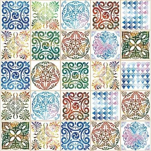 Colorful Design And Fashion Elements Splice Tiles Wall Stickers Kitchen Bathroom Decoration PVC Peel And Stick Art Wall Decals