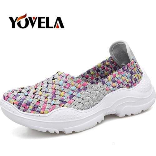 Fashion Summer Women Sneakers Shoes Platform Shoes Women Slip on Woven Casual Shoes High Quality Soft Breathable Loafers Size 42