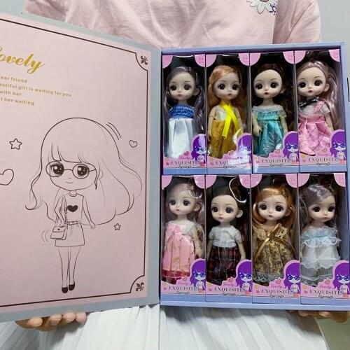 8-piece Set 16cm Doll Princess Set Bjd Doll Girl Toy Birthday Gift 13 Ball Joints Dolls with Clothes Dress Up