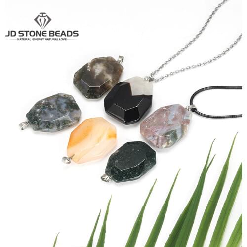 Red Agate Rocky Quartz Labradorite Black Rutilated Pendants Faceted Unique Shape Natural Stone Pendant for Necklace Making