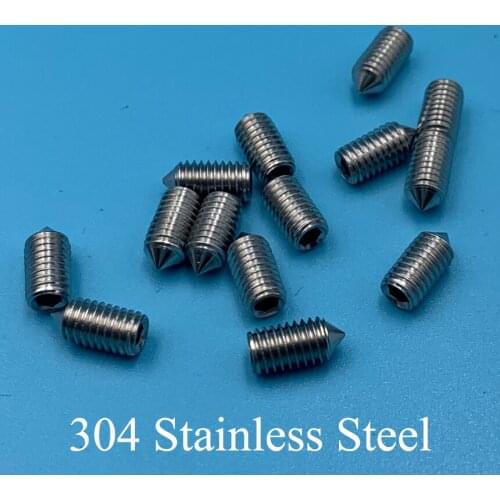 M4 M5 M4*10/12/16/20/25 M5*20/25/30/35/40 304 Stainless Steel DIN914 Inner Hexagon Socket Allen Head Grub Cone Point Set Screw