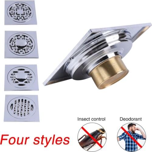 Shower Copper Floor drain Electroplated Coppers silver Square floors drains Bathroom Toilet Floor Filter drainage Deodorant
