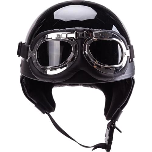 Motorcycle Helmet Vintage Half Face Helmet Retro Helmet & Pilot Goggles For Chopper Cruiser Touring Scooter ABS Safety Hard Hat