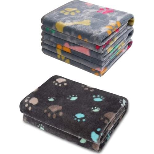 Soft Fluffy Premium Fleece Paw Bone Print Warm Flannel Pet Blankets Super Throw For Dog Puppy Cat Pets Accessories