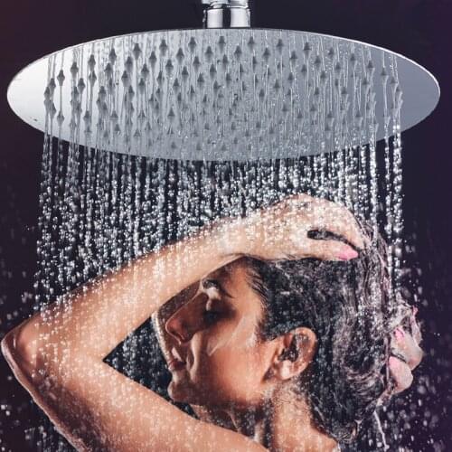 Bathroom 12/10/8/6/4 inch Rainfall Shower Head Stainless Steel Ultra-thin Shower Heads Chrome Finish Round & Square Rain Shower