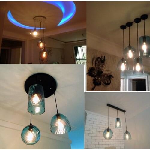 LOFT New simple Industry E27 Single Head Led Pendant Lamp Wine red colorGlass Coffee Bar Restaurant Living Room Hanging Lighting