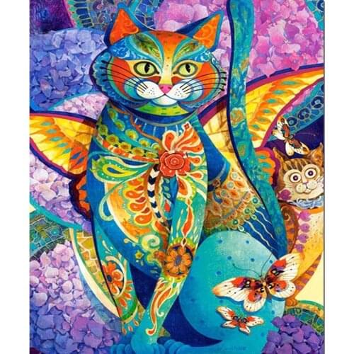 New 5D Diy Diamond Painting Animal Colorful Cat Cross Stitch Diamond Mosaic Needlework Diamond Embroidery Home Decor Handcraft