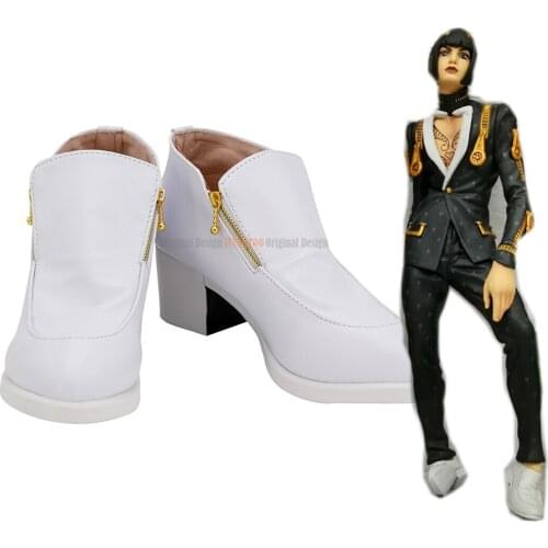 Bucciarati Shoes Cosplay Jojos Bizarre Adventure Bruno Bucciarati Cosplay Boots White Shoes Custom Made