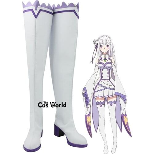 Re:Zero Kara Hajimeru Isekai Seikatsu Emilia Anime Customize Cosplay Shoes Boots