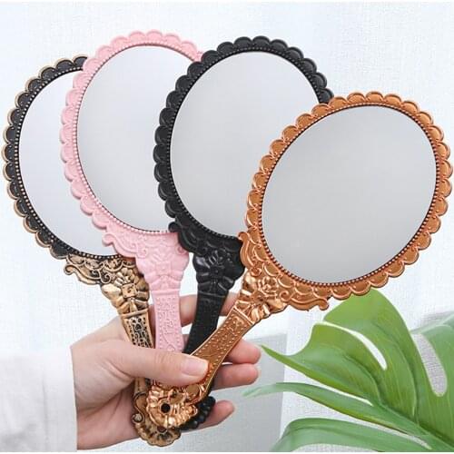 Oval Hand Mirror Vintage Handheld Mirror with Handle Bathroom Home Makeup Cosmetic Mirror Travel Mirror Decorative