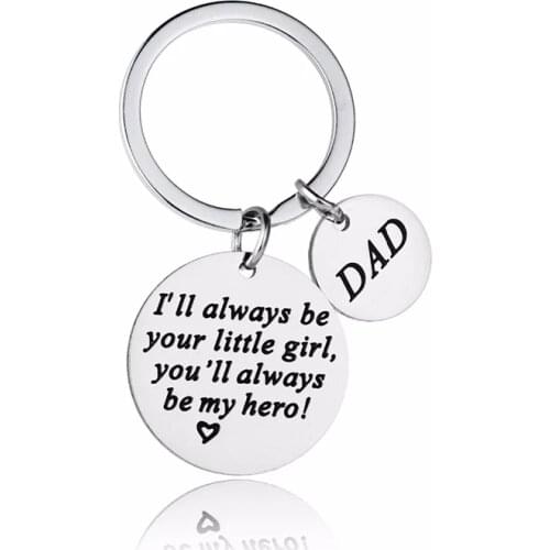 Dad Keychain Fathers Day Gifts - Dad Gifts From Daughter for Daddy Birthday Christmas (Hero Dad Keychain From Little Girl Boy)
