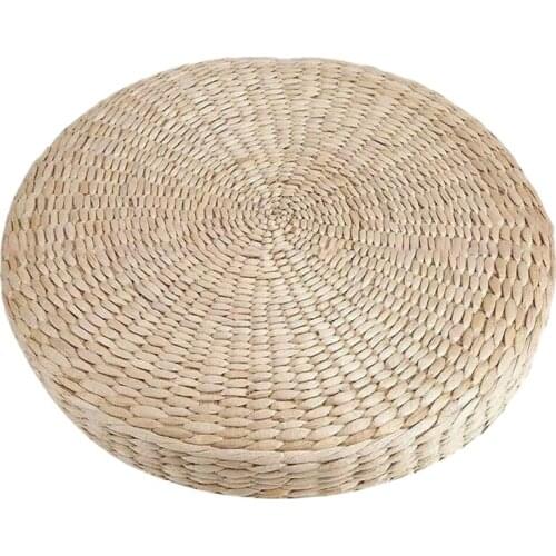 Practical Round Straw Chair Seat Mat Grass Cushion Pad Beige Handmade Weave Floor Pillow Mat Yoga Tatami Decor 40X40cm