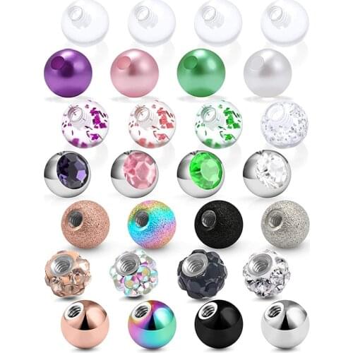 Piercing ball 14G Ball for Piercing Replacement Balls Externally Threaded Nipple Industrial Tongue Belly Piercing Rings &Barbell