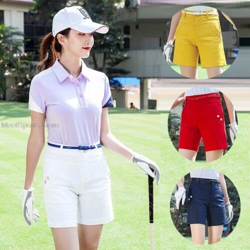 Summer Women Golf Shorts Elastic Slim Sports Shorts High Waist Casual Golf Trousers Breathable Ladies Tennis Badminton Clothing