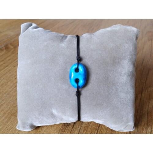 Stone Blue Evil Eye Bead Hand Knit Rope Bracelet in Different Colors And Adjustable Size