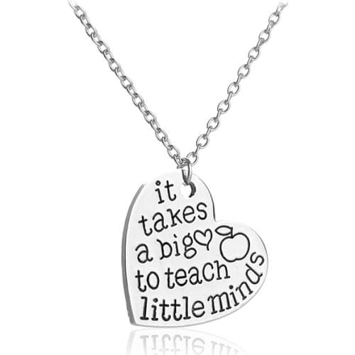 Term Begins/end Teachers Appreciation Gift Necklaces It takes a big heart to teach little minds Heart Pendant Necklace