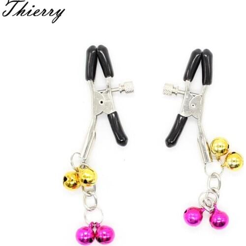 Thierry 1 Pair Nipple Clamps and Chain Bells for couple adult game Flirting Toys,Fetish Breast clitoris Clips Women Sex Products