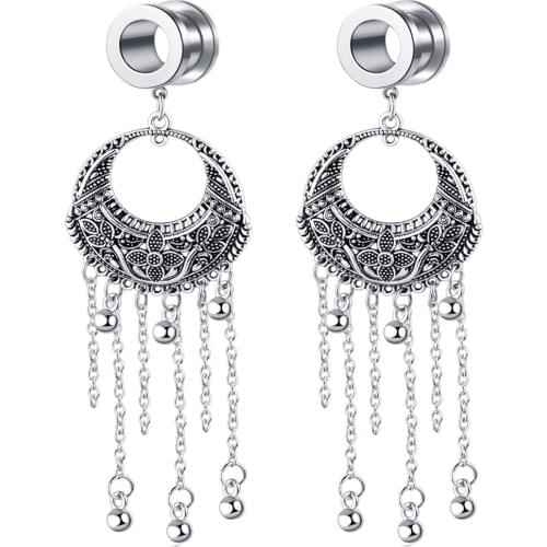 TIANCIFBYJS Surgical Steel Dangle Ear Tunnels Gauges Stretcher Earring Plugs Expander Screw Ear Lobe Piercing Body Jewelry 60pcs